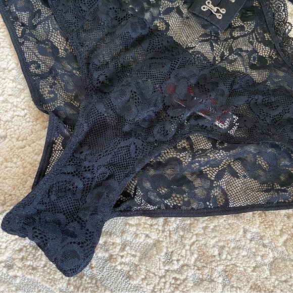 Adore Me Panties Sheer Lace Solid Black Temperance Cheeky: Medium - Picture 4 of 10